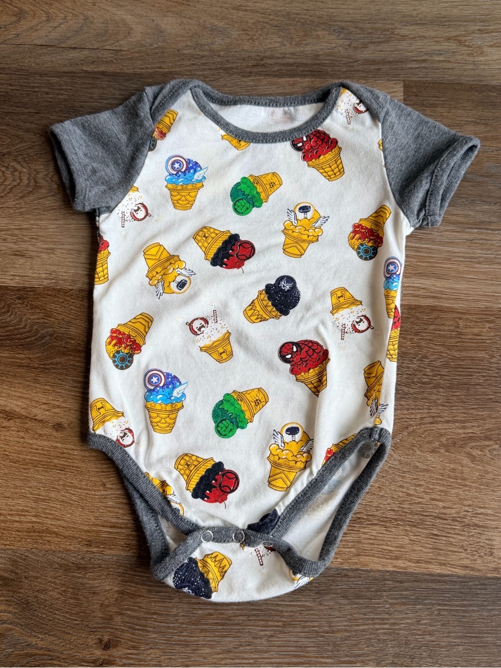 MARVEL | Eat The Universe Onesie | Superhero Ice Cream Print | Baby Bodysuit